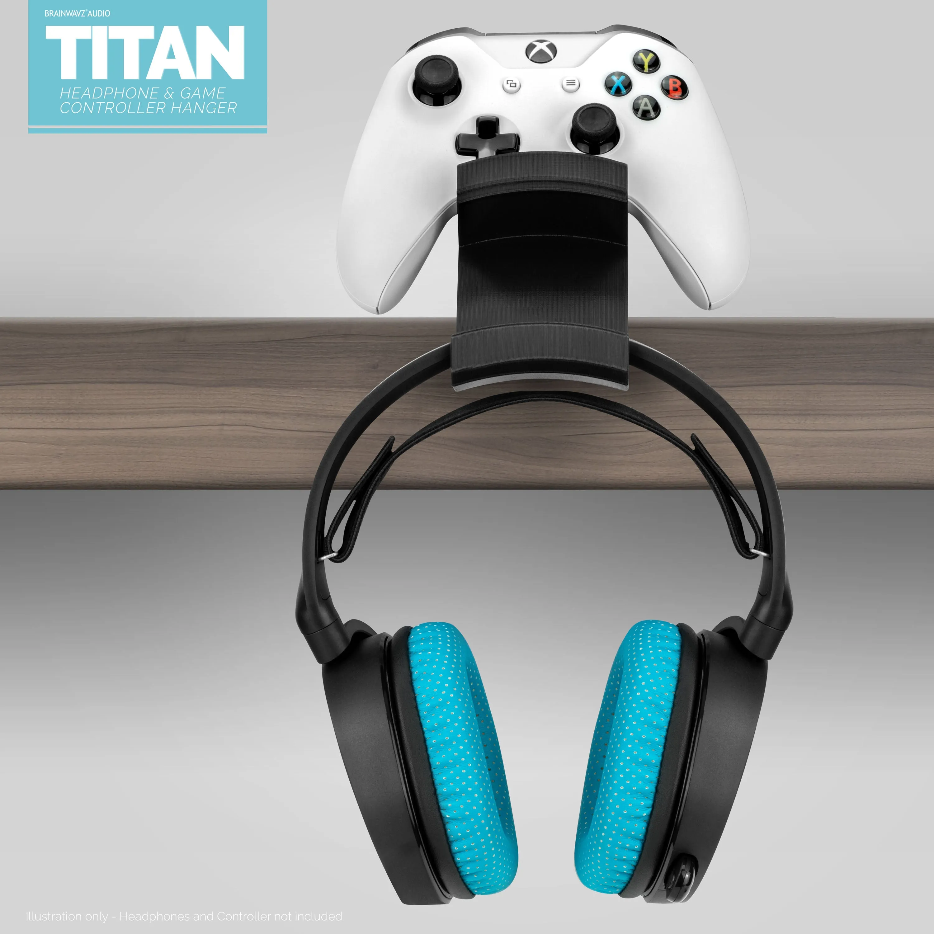 Titan - Desktop Headphone and Game Controller Hanger - Xbox, PS5/PS4, PC Universal Gamepad Holder, No Screws or Mess