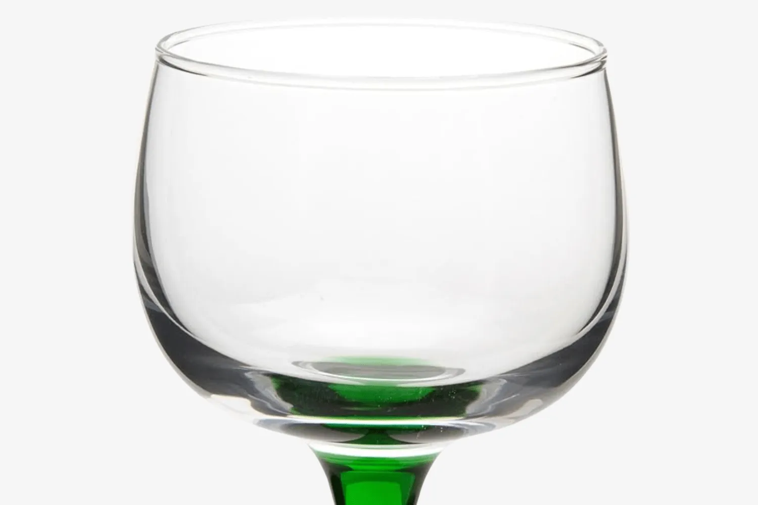 Vintage Alsatian Wine Glasses with Emerald Green Stems - Set of 6