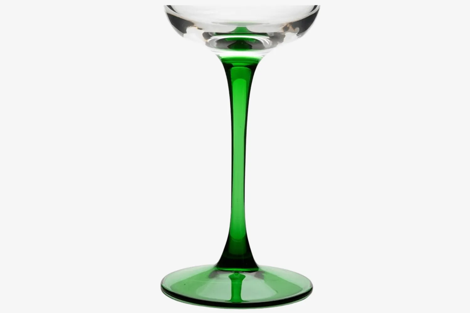 Vintage Alsatian Wine Glasses with Emerald Green Stems - Set of 6