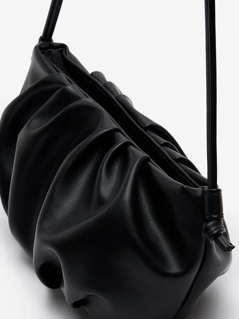 Women Accessories Black Pleated Sling Bag